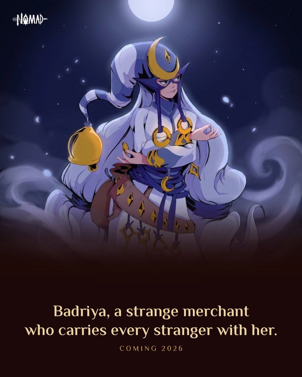 AshGamesGlobal's tweet photo. Badriya, a merchant who navigates by the stars. She sells the strange, and stays stranger than anything she sells. https://t.co/QB8kRimWbG