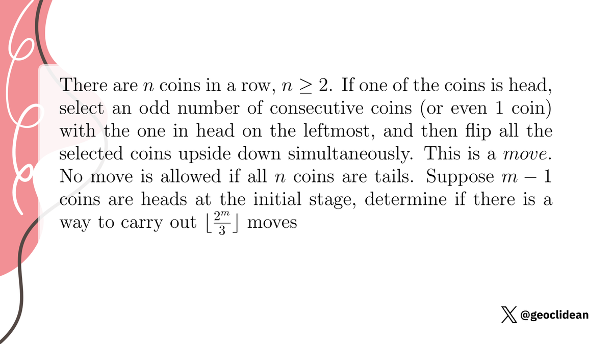 geoclidean's tweet photo. Coins..
#FloorFunction #CombinatoricsUnsolved #Combinatorics https://t.co/wvF9H2H9xW
