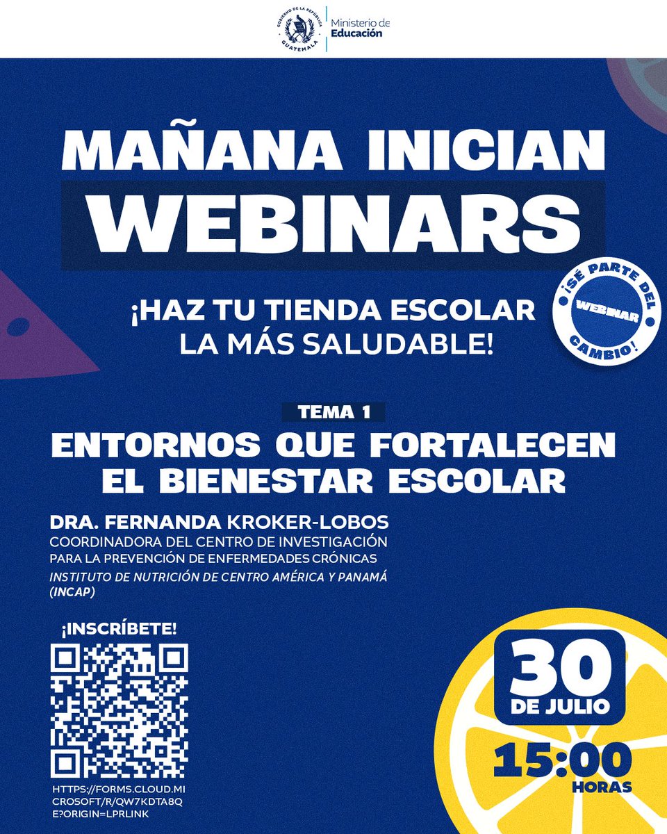 MineducGT's tweet photo. Mañana inician los webinars 
¡Haz tu tienda escolar la más saludable!

Dirigidos a docentes, directores, responsables de tiendas escolares y toda la comunidad educativa.

Inscríbete aquí: https://t.co/L96voQFUkL

#PAEGuatemala
#Mineduc
#ProgramaDeAlimentaciónEscolar
#TiendasEscolares