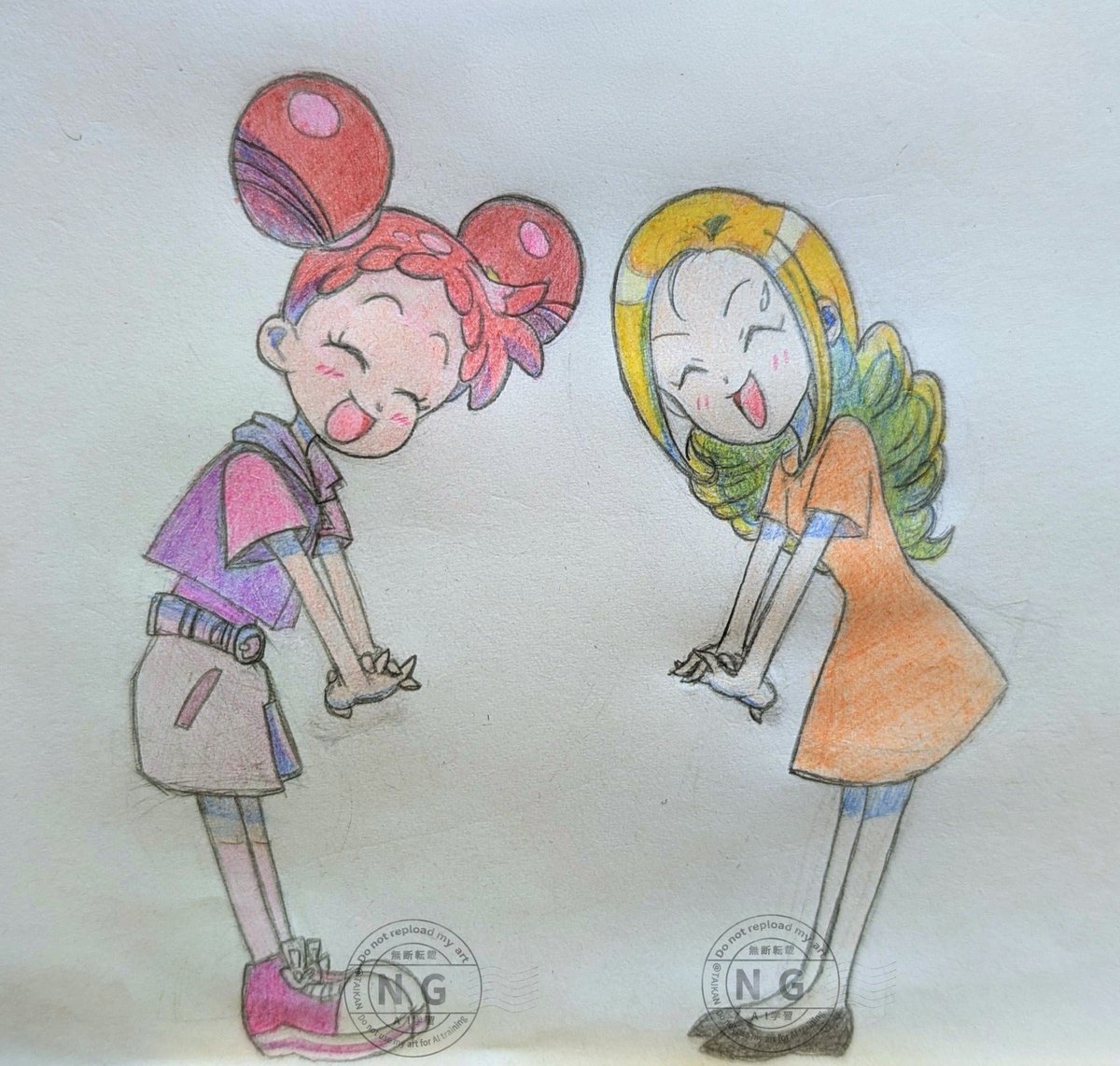 TAIKAN52591451's tweet photo. どれみちゃん誕生日記念イラスト

「お嬢様ズ、渾身のモノマネ」

どれみちゃん、お誕生日おめでとう！🎂🎉

#春風どれみ生誕祭2026
#春風どれみ誕生祭2026
#玉木麗香
#おジャ魔女どれみ
#二次創作 https://t.co/i0dB3UN3YB