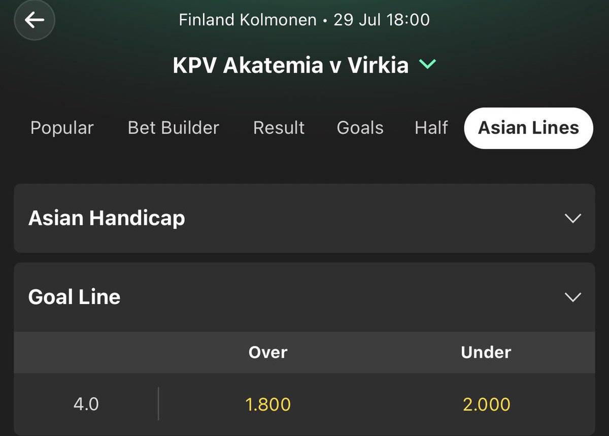 LOAPbettingPU's tweet photo. FREE BOOKIE MISTAKE 💰

KPV Akatemia - Virkia
Over 4.0 Goal Line

Anyone can bet up to £450.00 and send bet slip to us before the match starts, if it losses or goes wrong we will refund u the amount u bet on! https://t.co/YZdLWkkz6O