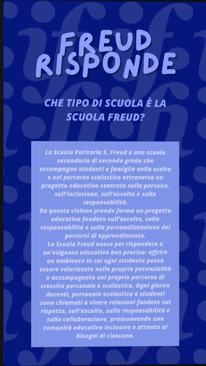 scuolafreud's tweet photo. #scuolafreud #liceo #scuolaparitaria https://t.co/ZuQKt8MFL3