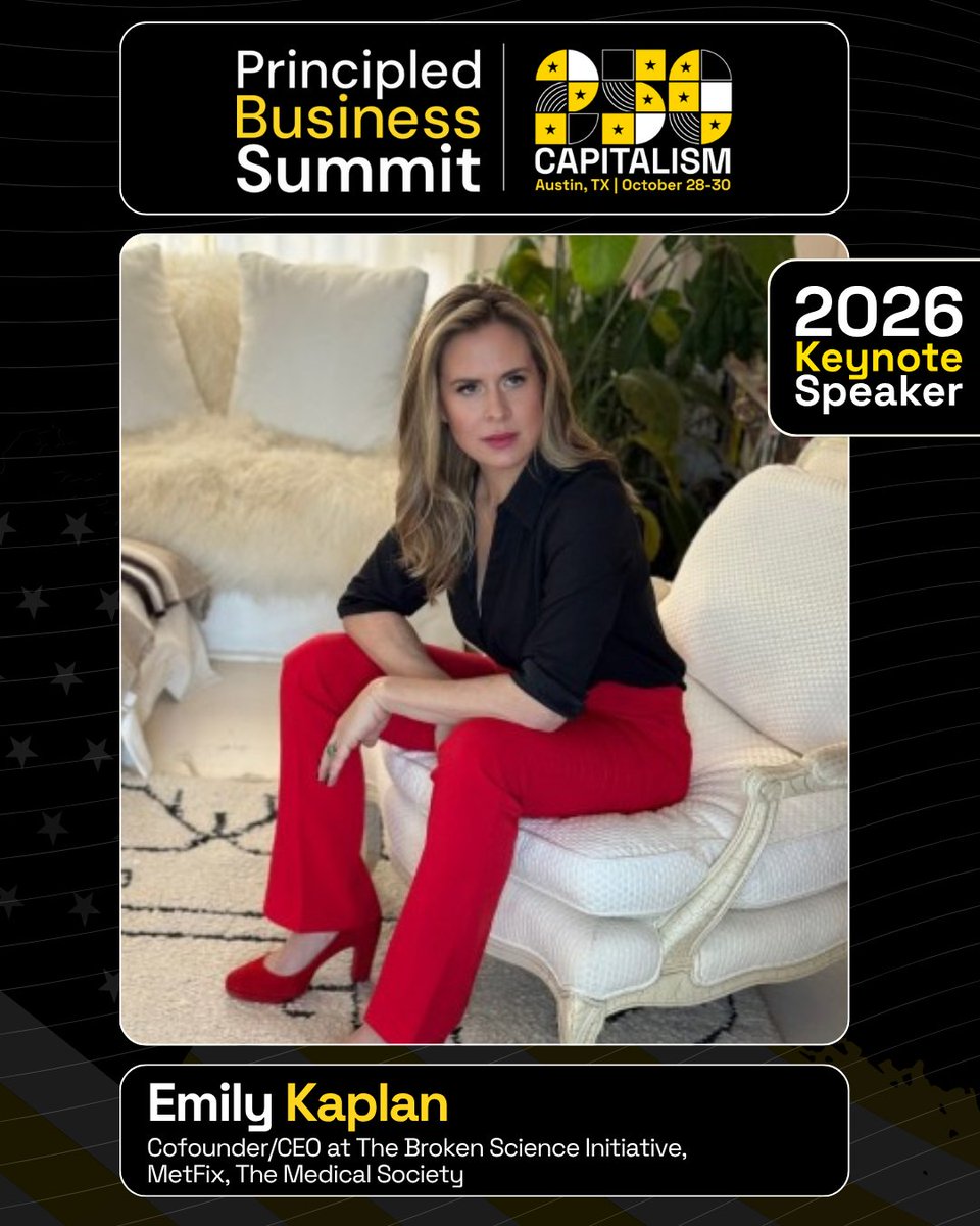 PrincipledBus's tweet photo. Introducing @emilykaplanX, speaker at the Principled Business Austin Summit.

Entrepreneur and CEO of MetFix & the Broken Science Initiative, Emily Kaplan helps leaders turn complex challenges into practical solutions through innovation, strategy, and entrepreneurship.

Get your ticket on our website: https://t.co/D5QmpPHsIH