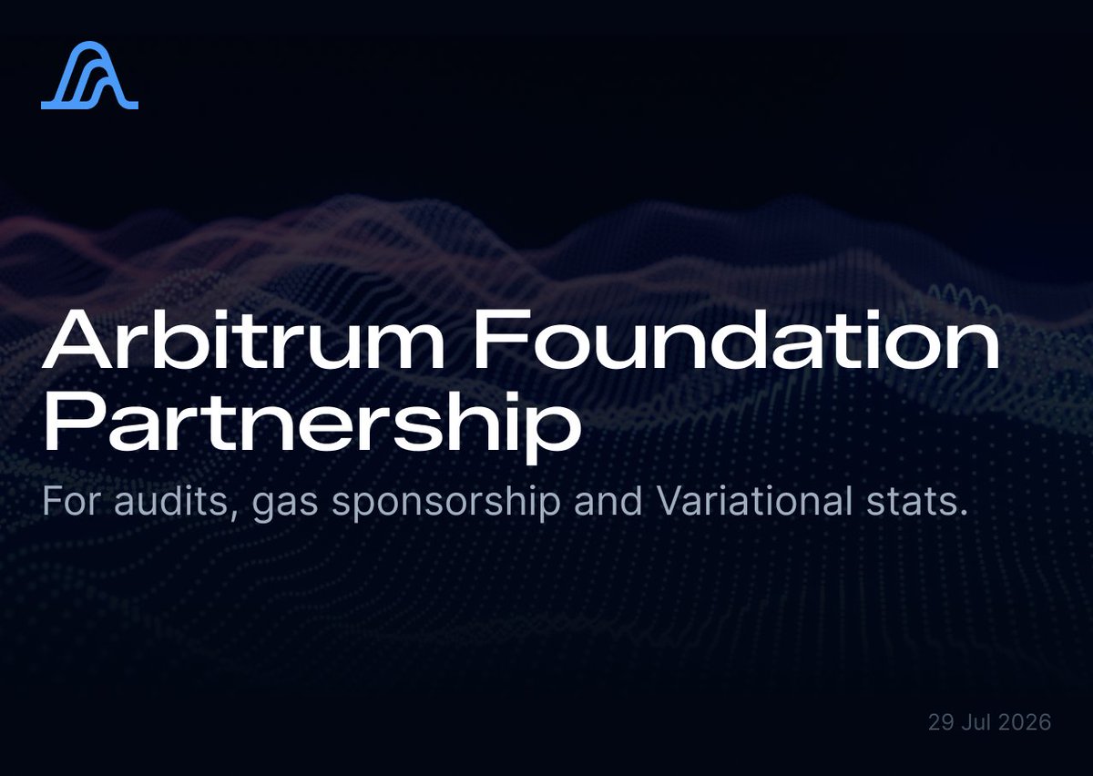 variational_io's tweet photo. As one of the most active protocols on @Arbitrum, we're proud to announce an expanded partnership with the Arbitrum Foundation to grow the programmable economy.
The partnership includes support for expanded security audits, sponsored gas, and protocol analytics.
1/๐งต https://t.co/DfjYieDjmz