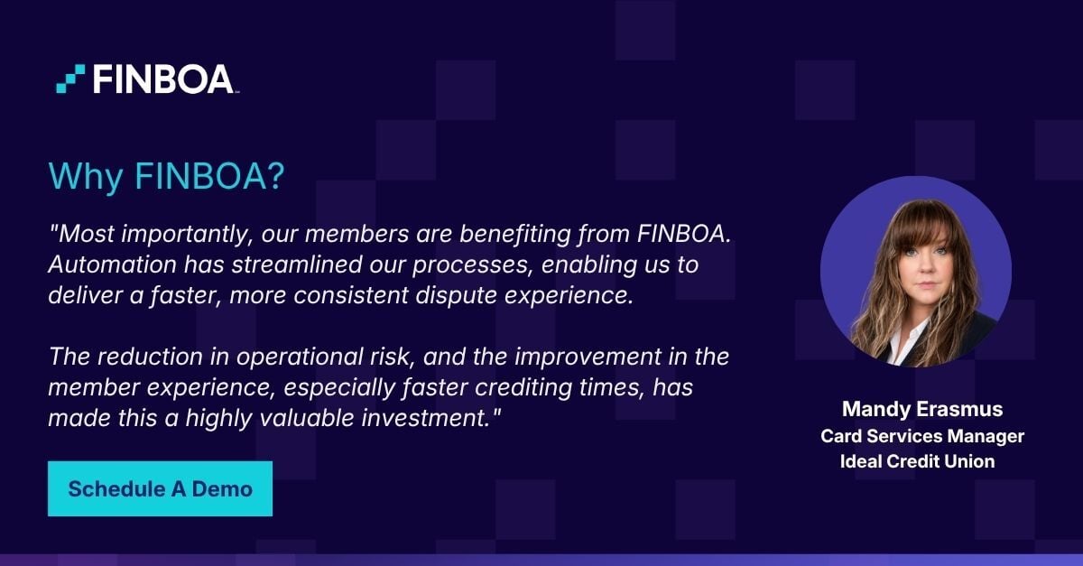 finboatweets's tweet photo. ๐Why FINBOA? ๐ก Better efficiency. Better member experiences.
Ideal Credit Union uses FINBOA Payment Disputes to:
โ
Automate 30% of disputes
โ
Reduce dispute handling by 37%
โ
Lower net fraud losses by 67%
Request a demo: https://t.co/18vAKhAZo7
#FINBOA #Disputes #RegE https://t.co/TpuOArwoyL