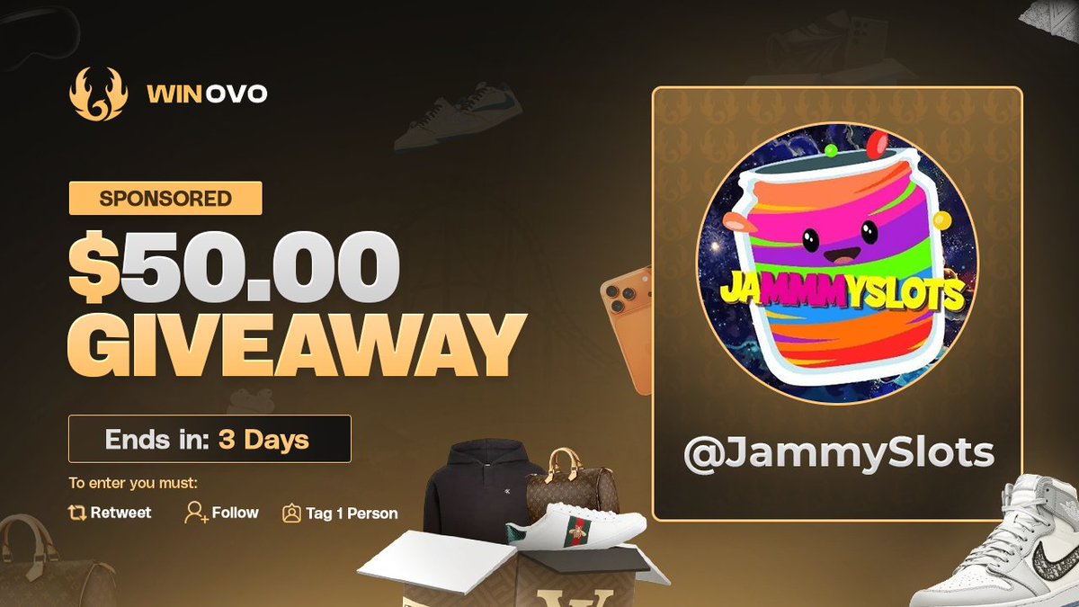 JammmySlots's tweet photo. 💰 $50 GIVEAWAY 

How to enter?
1⃣ Follow us: @winovoio @JammmySlots
2⃣ Like &amp; RT
3⃣ Tag 2 friends

Rolling in 3 days!⏰

#Giveaway https://t.co/nRPgeJQJSN
