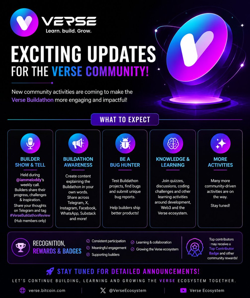 Jessymia0505's tweet photo. New community activities are coming to the Verse Buildathon!
Stay tuned! π@VerseEcosystem
#VerseBuildathon #VerseCommunity #Web3 https://t.co/kZntMIGAnr