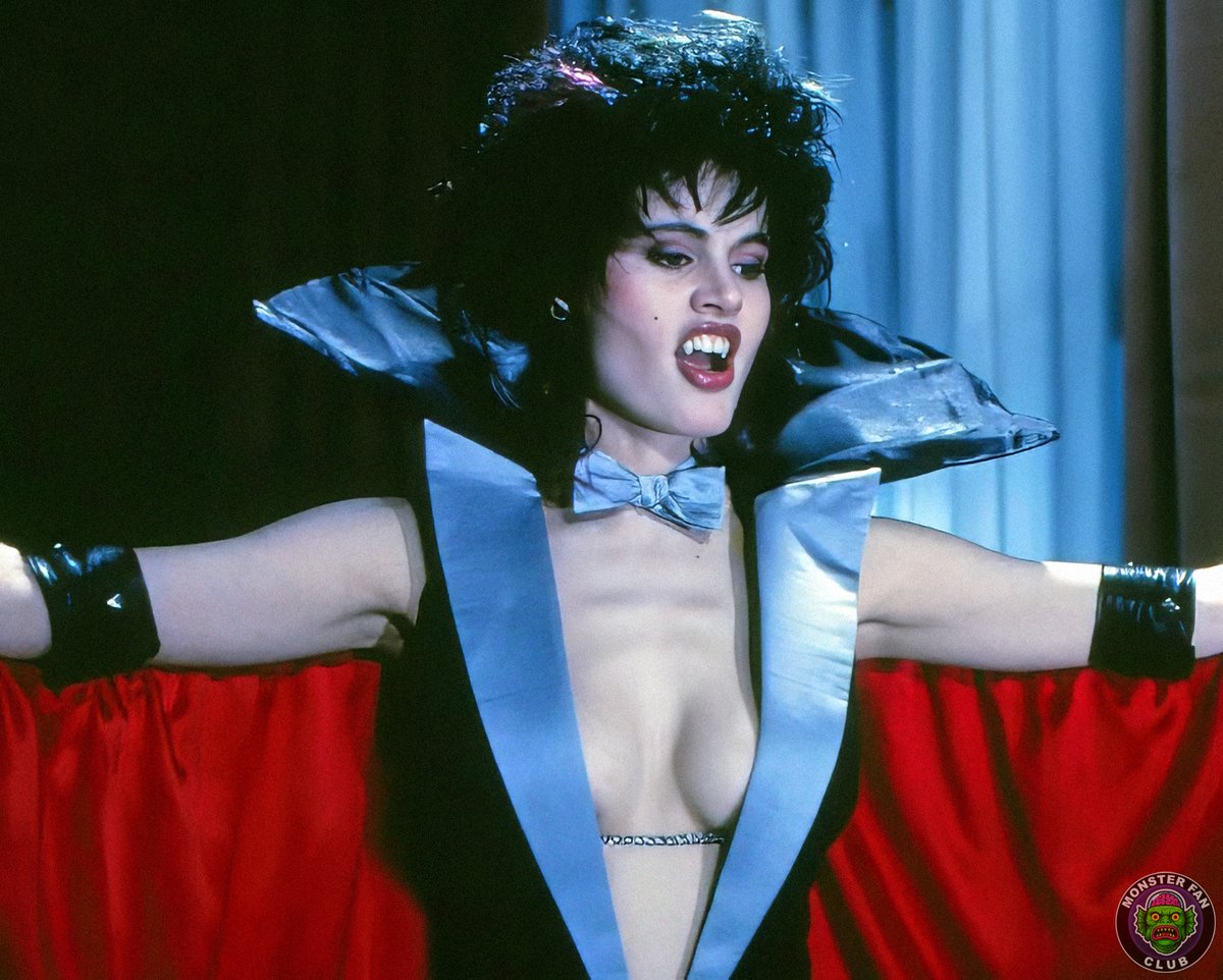 MonsterFanClubX's tweet photo. Before she was Thelma, before she was the accidental savior of Earth in The Fly, Geena Davis bared her fangs in the campy horror-comedy Transylvania 6-5000. 

As Odette, the sexy “vampiress” with more charm than bite, she stole every scene from Jeff Goldblum and Ed Begley Jr. Her gothic lingerie, crimson lips, and playful menace turned this silly monster farce into a midnight-maiden delight.