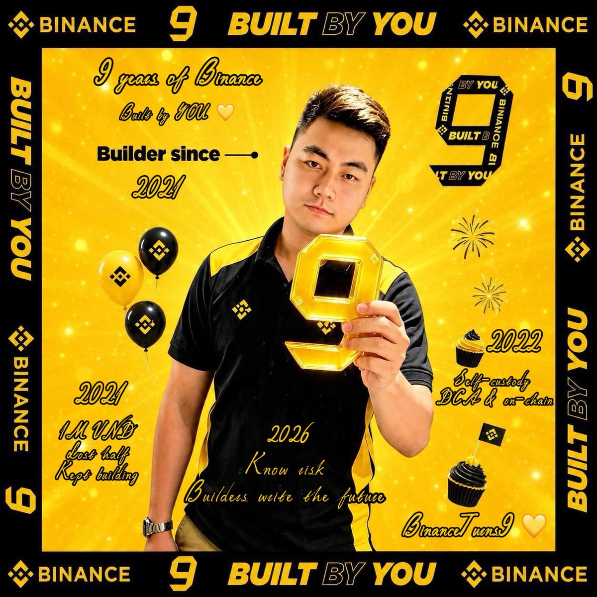 sonworkspace's tweet photo. @binance Builder since 2021.Started with 1M VND on Binance,knowing little about crypto.Lost half but kept going. In 2022,learned self-custody,DCA &amp; on-chain with a small group. By 2026,I understand risk.Binance is more than an exchange.Quiet builders write the next chapter.#BinanceTurns9 https://t.co/iasOpNpX6W