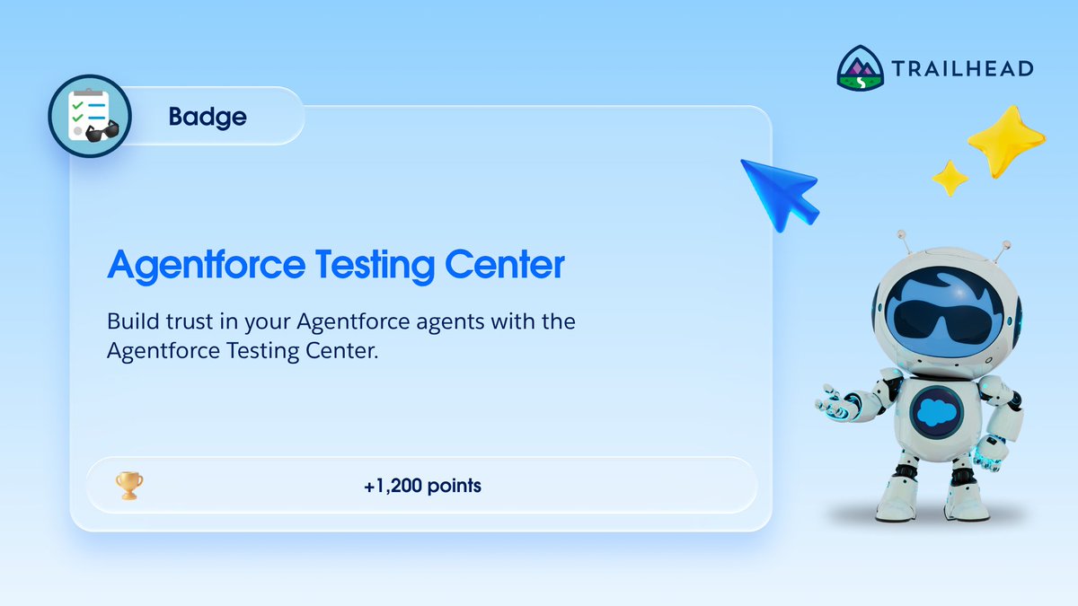 SalesforceforIT's tweet photo. Do you trust your agents? 🤨

With Agentforce Testing Center, you can. Learn how to set up testing criteria, use AI to generate tests, and evaluate results. https://t.co/JvcMEvR80X https://t.co/GKBXC5c3bh