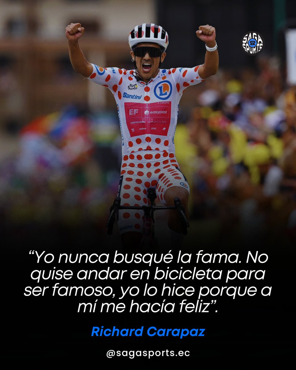 SagaSportsEc's tweet photo. ¿QUÉ OPINAS DE LAS PALABRAS DE RICHARD CARAPAZ? Yo creo que el pensamiento ha cambiado, las intenciones han cambiado. Por ejemplo, la intención de entrar al periodismo, a la TV, o al deporte, para mucha gente no es porque le gusta, sino porque es un vehículo para la fama🇪🇨💛 https://t.co/Tf0R5dXCdN