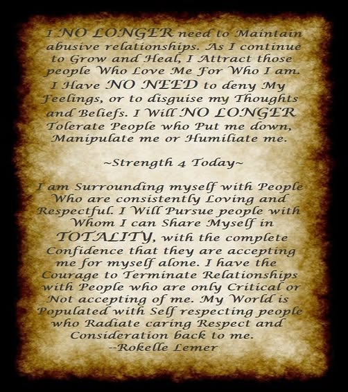 Strengthfor2day's tweet photo. I #NoLonger Need
To Maintain Abusive Relationships
As I Continue To Grow And Heal
I #Attract Those People Who Love Me
For Who I Am
I Have NO Need To Deny My Feelings
...

~Rockelle Lerner

#Respect #Tolerate #Love #Accept #Boundaries #Consideration #RecoveryPosse #Strengthfor2day https://t.co/Z0PCU2ytV9