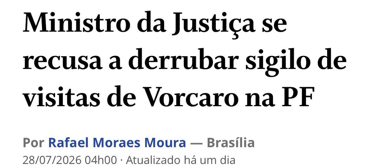 Maxcardoso's tweet photo. Se eu fosse chutar, eu diria que Vorcaro recebeu a visita de uma grande autoridade da República que garantiu a ele que nada aconteceria com ele.
Por isso não tivemos e nem teremos uma delação premiada descente de Vorcaro. https://t.co/k0nGCI39G5