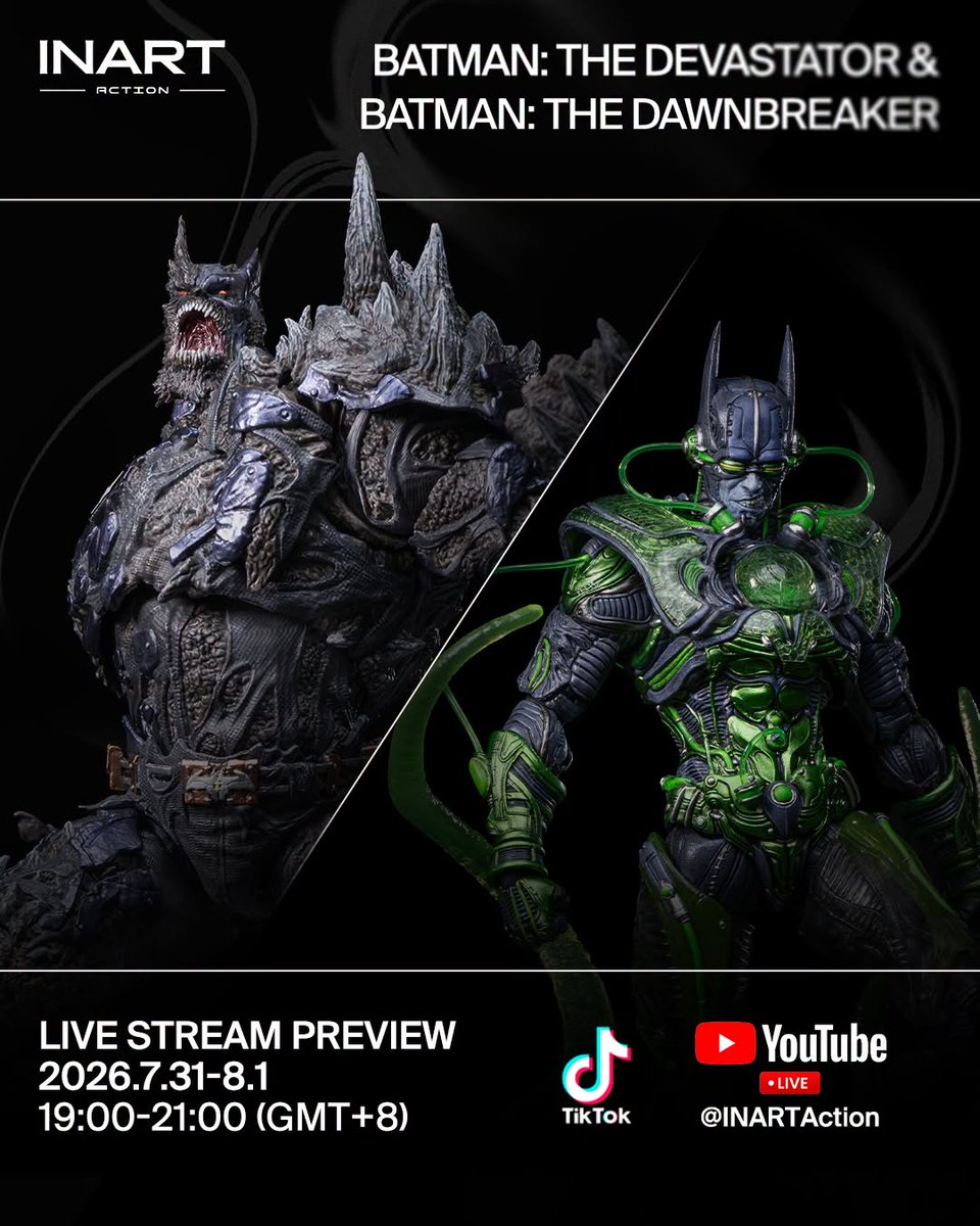 GHeroesEurope's tweet photo. INART Action preview for the coming Pre-Order of INART Action Dark Nights: Metal - Batman: The Devastator and The Dawnbreaker Action Figures.
We open the Pre-Order on 31st July 2026, 13:00 o´clock.
#INARTAction #GHeroesEurope #DarkNightsMetal #Devastator #Dawnbreaker https://t.co/9fELZJHPq7