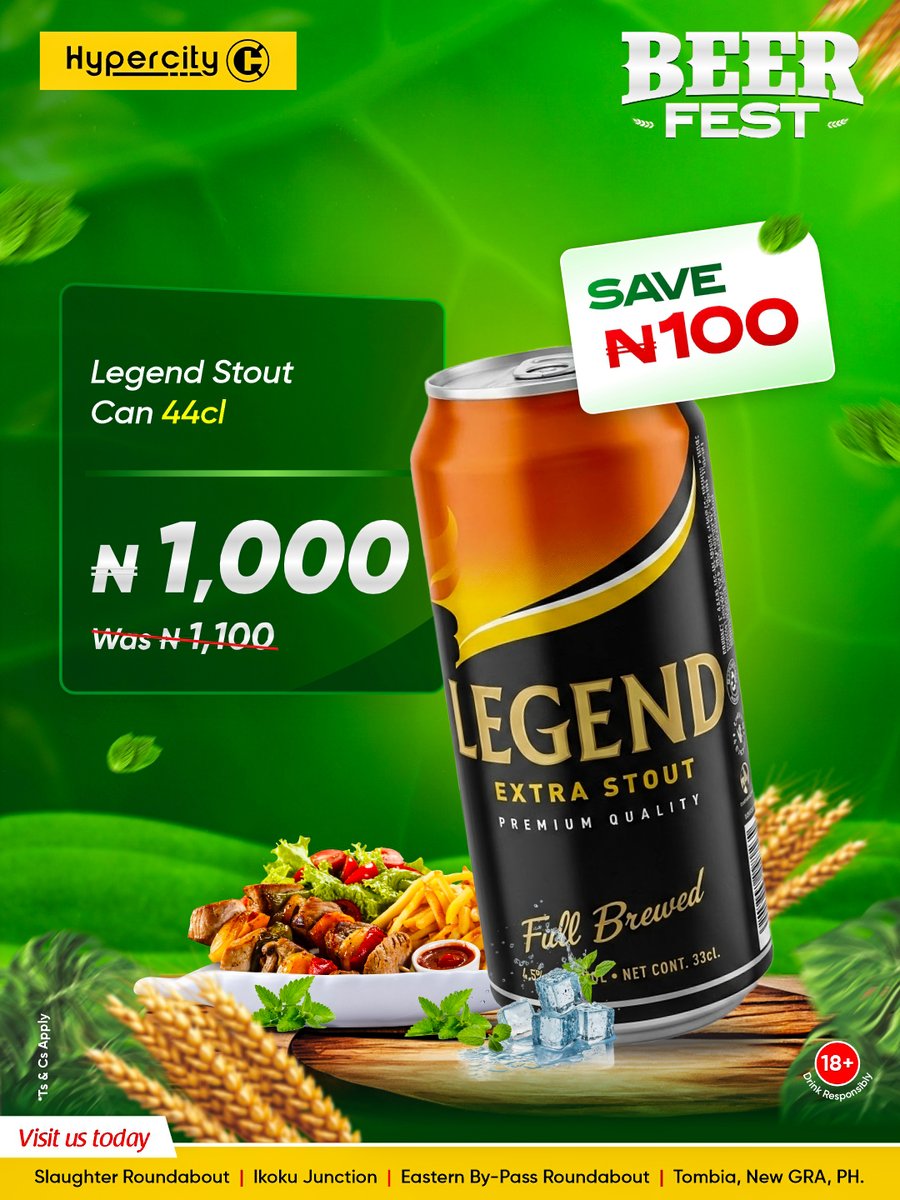 HypercityNg's tweet photo. Every brand on the shelf came down:
Legend Stout — save ₦100
Budweiser — save ₦100
Tiger — save ₦100
Castle Lite — save ₦100

Save this post for your next shop 📌 and send it to whoever's hosting.

Ends 3rd August.
📍 All four PH stores.

18+. Drink responsibly.
T&amp;Cs apply. https://t.co/8SFg52XEft