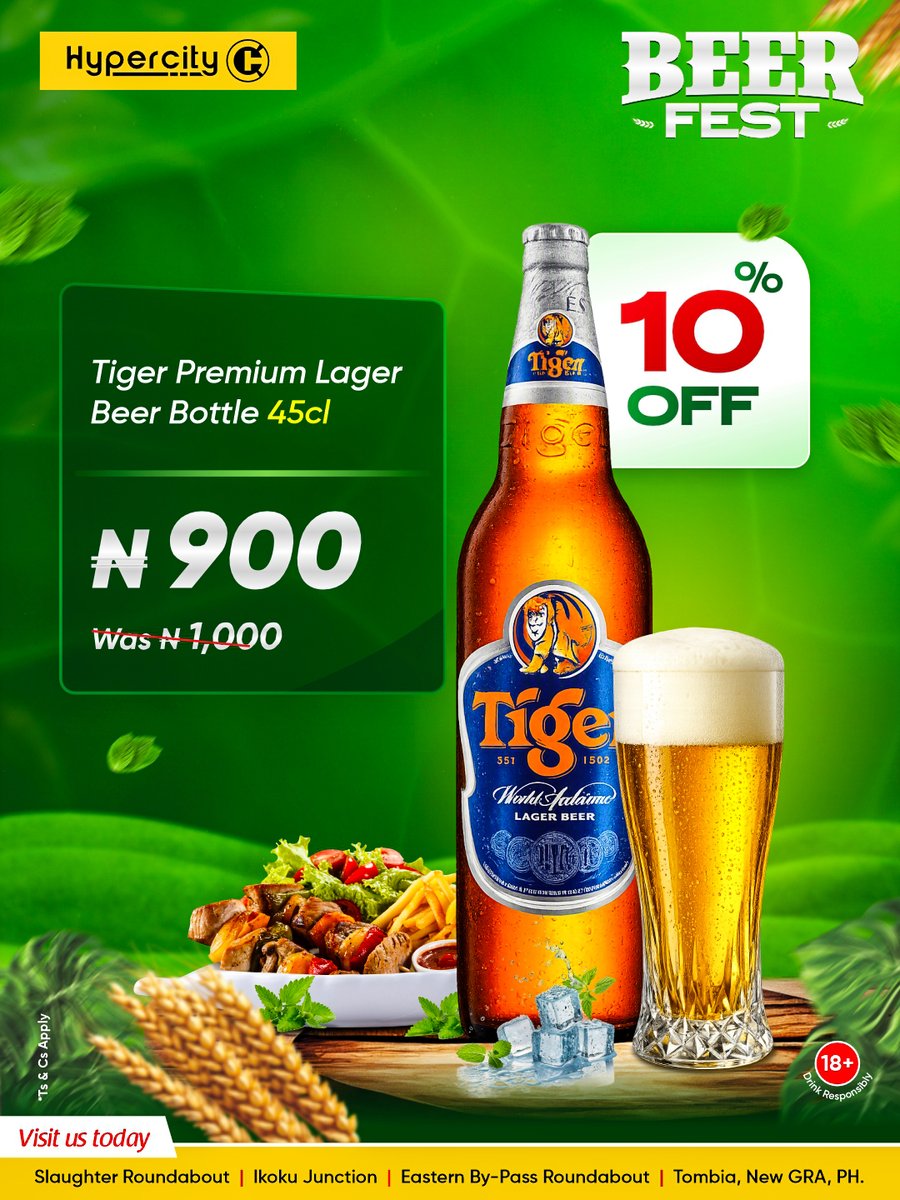 HypercityNg's tweet photo. Every brand on the shelf came down:
Legend Stout — save ₦100
Budweiser — save ₦100
Tiger — save ₦100
Castle Lite — save ₦100

Save this post for your next shop 📌 and send it to whoever's hosting.

Ends 3rd August.
📍 All four PH stores.

18+. Drink responsibly.
T&amp;Cs apply. https://t.co/8SFg52XEft