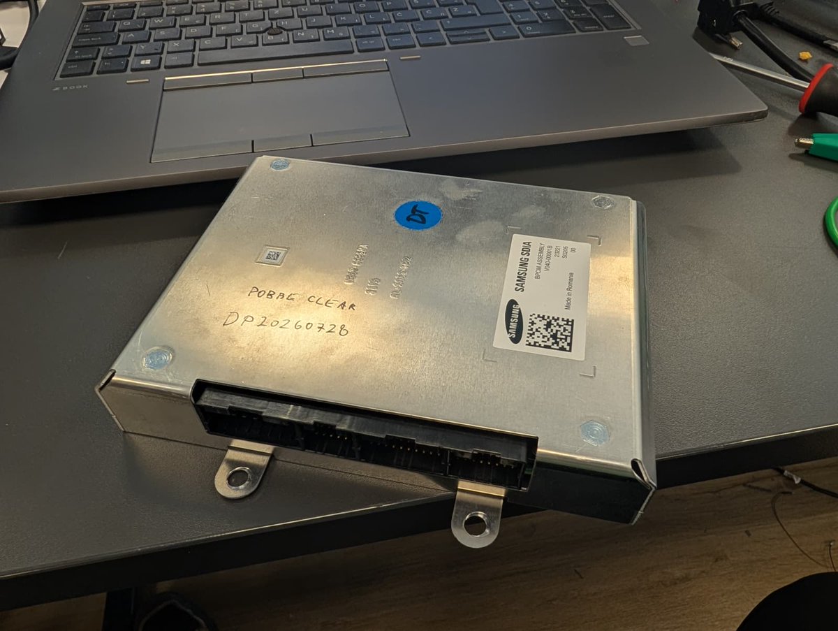 evclinic's tweet photo. How to save 23,821€ on a software-locked battery?
Just contact EV CLINIC HQ in Zagreb and let our engineers decompile the BMS software and remove the flags manually.
One of the biggest automotive problems right now: components locked by software so they simply stop working, defects declared irreparable, and on the other side an OEM that offers no replacement parts. Yes, battery packs with a Samsung logo have no replacement parts on offer. No NTC sensor, no BMS, no contactors, nothing.
We received an email from a customer whose pack was locked and the vehicle immobilized. A new hybrid battery pack costs more than the vehicle itself, so the car becomes a write-off and the next step is to dig a hole and store it under 5 meters of soil.
The error was P0BBE, locked inside the Tricore TC275 DFlash memory across 118 checksummed locations.
After 5 weeks of datamining, sampling and trial-and-error work on the bench, we finally got a clean UDS error list. We were even forced to build a diagnostic tool just for this BMS, so we could validate on the bench that the BMS is error free.
New battery pack: 25,621€
Our reverse engineering: 1,800€
Customer saved: 23,821€
BMS Part number: V040-00001B
Error codes: P0BBE
This will only get worse with the Battery Passport and the new Cybersecurity Act. The Battery Passport is just a validation of that bad EU automotive practice.
Decyphering Online File editor link is in the comments.

https://t.co/6FnVP4nezv