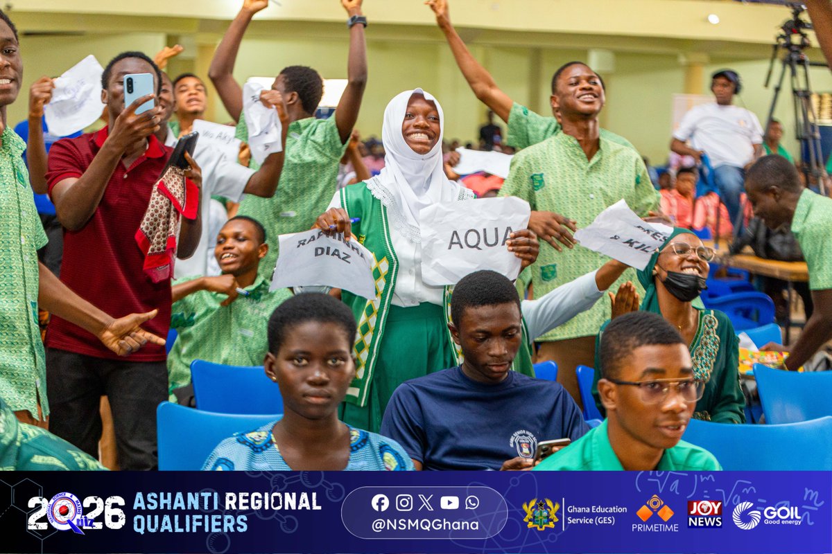 NSMQGhana's tweet photo. ASHANTI

End of Contest

Islamic SHS, Kumasi: 41pts
Agona SHTS: 40pts
Juaben SHS: 32pts
Tweneboa Kodua SHS: 28pts
Mpasatia SHTS: 21pts

Islamic SHS, Kumasi pull off the remontada to win the contest by a single point!

#NSMQ2026 #NSMQRegionals #Primetime https://t.co/pO4Q8gmzFZ