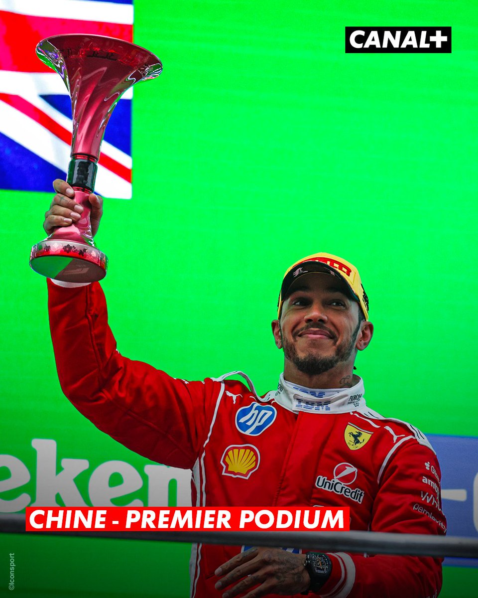 CanalplusF1's tweet photo. Premiers podiums et première victoire chez Ferrari ✅
Seul pilote qui a marqué des points à chaque GP ✅
2e du championnat ✅

Un mot pour décrire la saison 2026 d'Hamilton jusqu'ici ? #F1 https://t.co/lu5daHAl6U