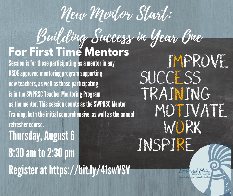 swplains's tweet photo. Calling all New  Mentors! 🤝 Meet your annual KSDE requirement with our Mentor Program Training. Gain best practices, resources, and a supportive network to help your new teachers thrive in 25-26.
Register here: https://t.co/2rVf5MGVet
#TeacherMentoring #Education https://t.co/2bVF3B5Jvz