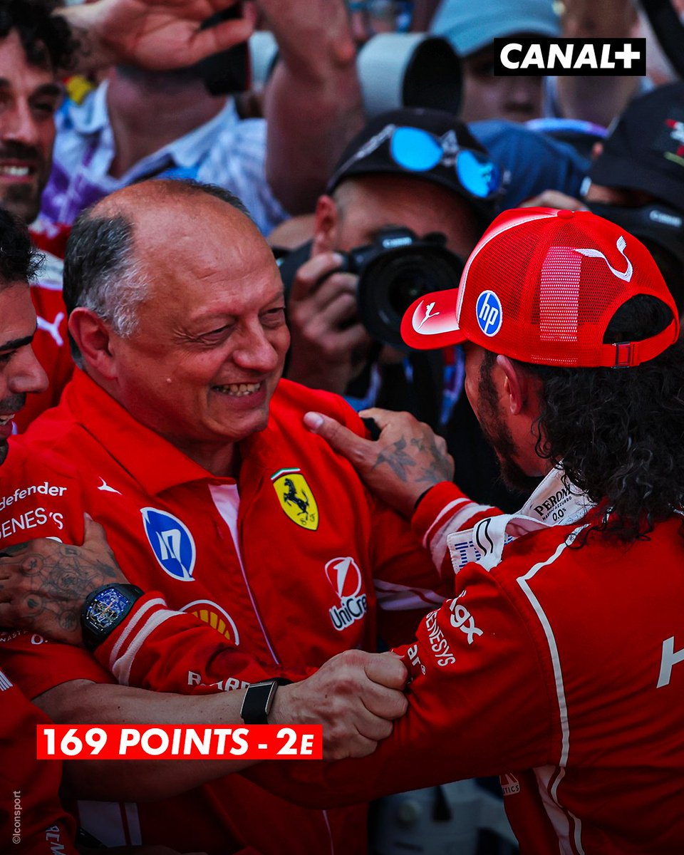CanalplusF1's tweet photo. Premiers podiums et première victoire chez Ferrari ✅
Seul pilote qui a marqué des points à chaque GP ✅
2e du championnat ✅

Un mot pour décrire la saison 2026 d'Hamilton jusqu'ici ? #F1 https://t.co/lu5daHAl6U