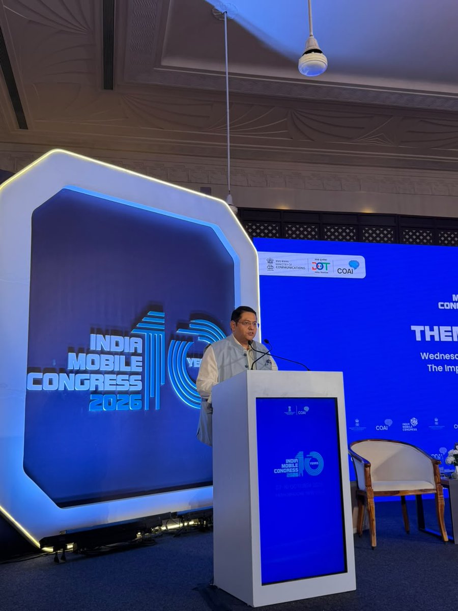 ConnectCOAI's tweet photo. In his Welcome Address at the #IMC2026 Theme Launch, Shri Rahul Vatts, Chairman, COAI, reflected on how a bold vision conceived 10 years ago has evolved into India’s premier technology platform for policy, innovation & collaboration.

With 1,50,000+ expected attendees, 300+ exhibitors, and 1,500+ tech use cases across 5G, AI, semiconductors, satellite communications, quantum computing & cybersecurity, IMC’26 is set to showcase India’s next chapter of digital transformation and support the vision of #ViksitBharat2047.

#IndiaMobileCongress #COAI #5G #AI #DigitalIndia

@DoT_India @TRAI @exploreIMC