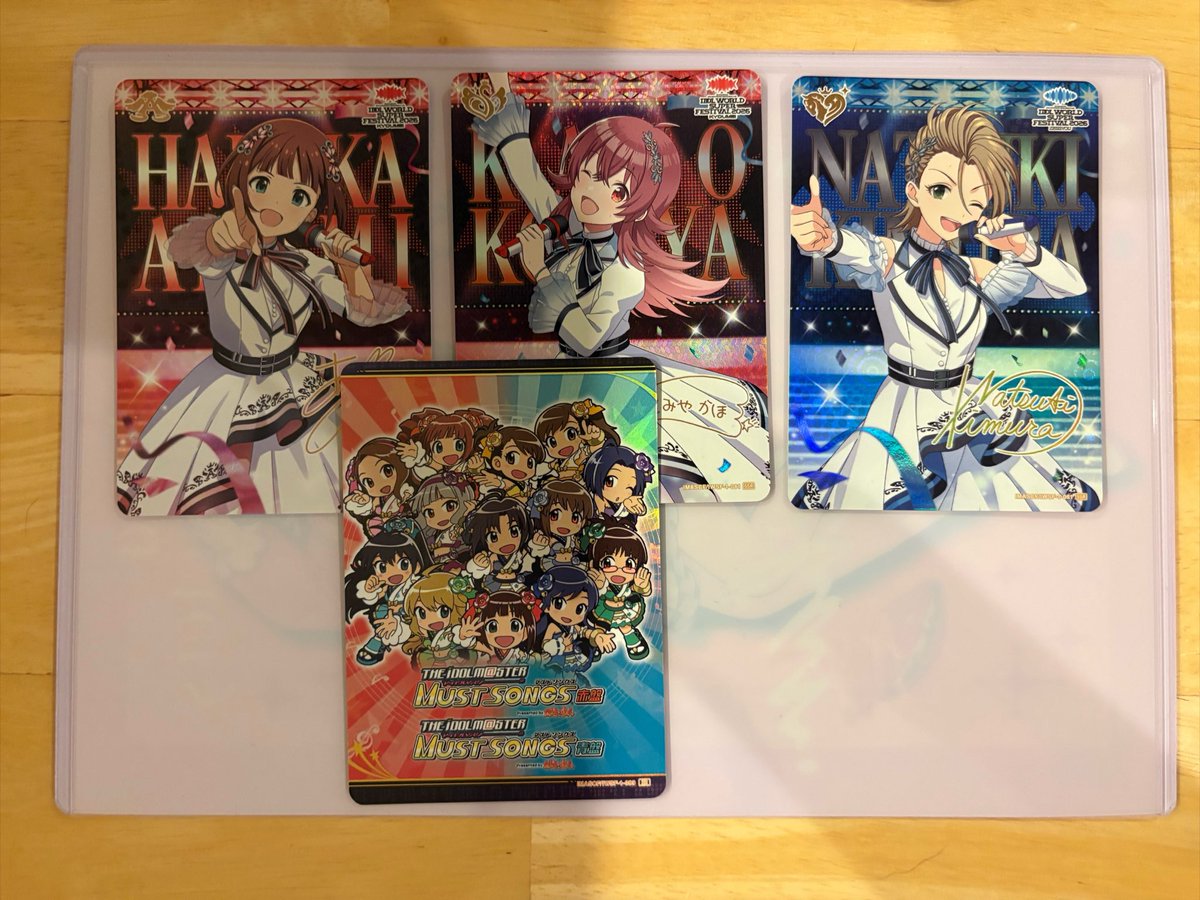 Nezuminohate's tweet photo. 【交換】カードフォリオ　アイドルマスター   IWSF MOIW 学マス シャニマス

譲
SSR 果穂 夏樹 春香
SR アイドルマスター　マストソングス

求
MOIW 手毬>甜花
IWSF 手毬 清夏 ルカ

池袋手渡し
または郵送

よろしくお願いいたします。 https://t.co/yAY3AdfN1w