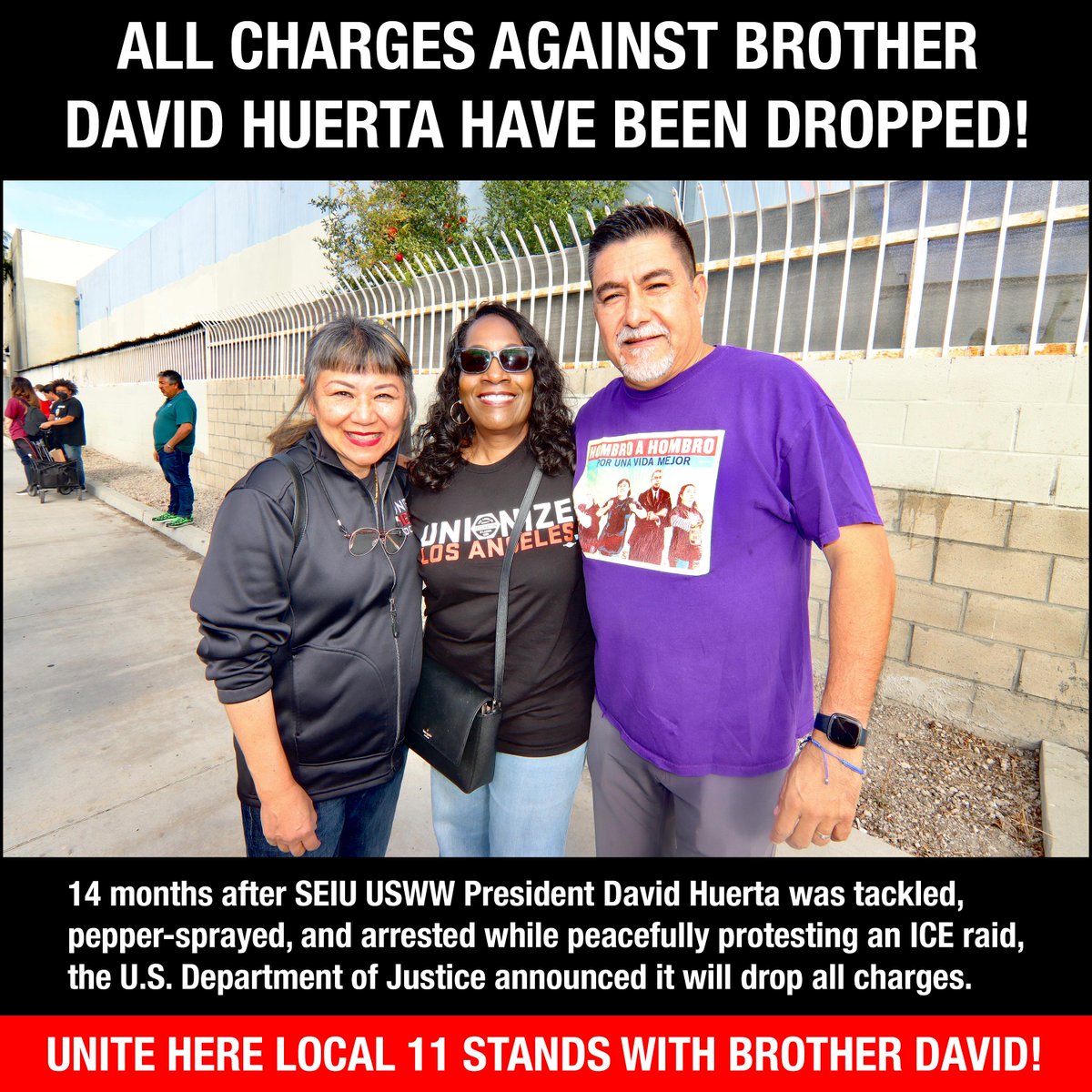 unitehere11's tweet photo. We stand with David Huerta, President of @seiuusww! Stay strong, brother David #unionstrong #UNITEHERE #sisepuede https://t.co/m26F5L95vX