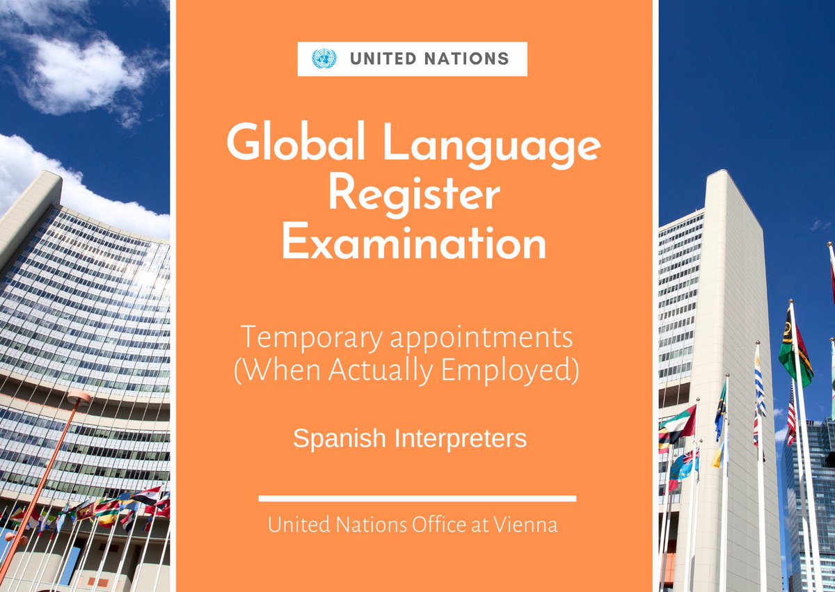 UNDGACM_EN's tweet photo. 📢 Calling all Spanish #linguists!
We are accepting applications for the 🇺🇳 Global Language Register examination for temporary Spanish #interpreters at @UN_Vienna. 🎧🗣️
Meet the criteria? Apply by 5 August 2026 🗓️👉 https://t.co/nwEr6jmhCp https://t.co/5blRSglBSs
