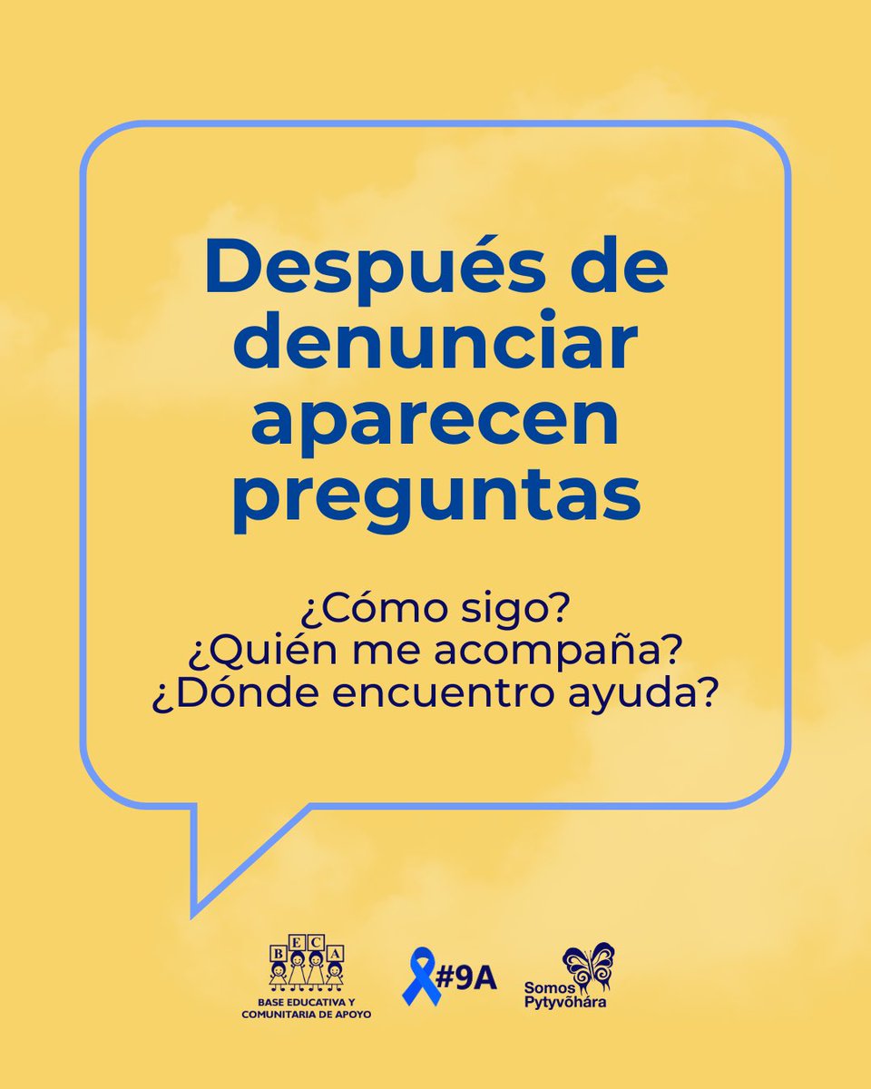 BECAparaguay's tweet photo. Denunciar requiere mucho más que valentía. Después del abuso sexual comienza un camino que ninguna víctima o sobreviviente debería recorrer sola. Acompañar significa creer, escuchar, respetar los tiempos y exigir que las instituciones respondan. https://t.co/9D5uK6RULR