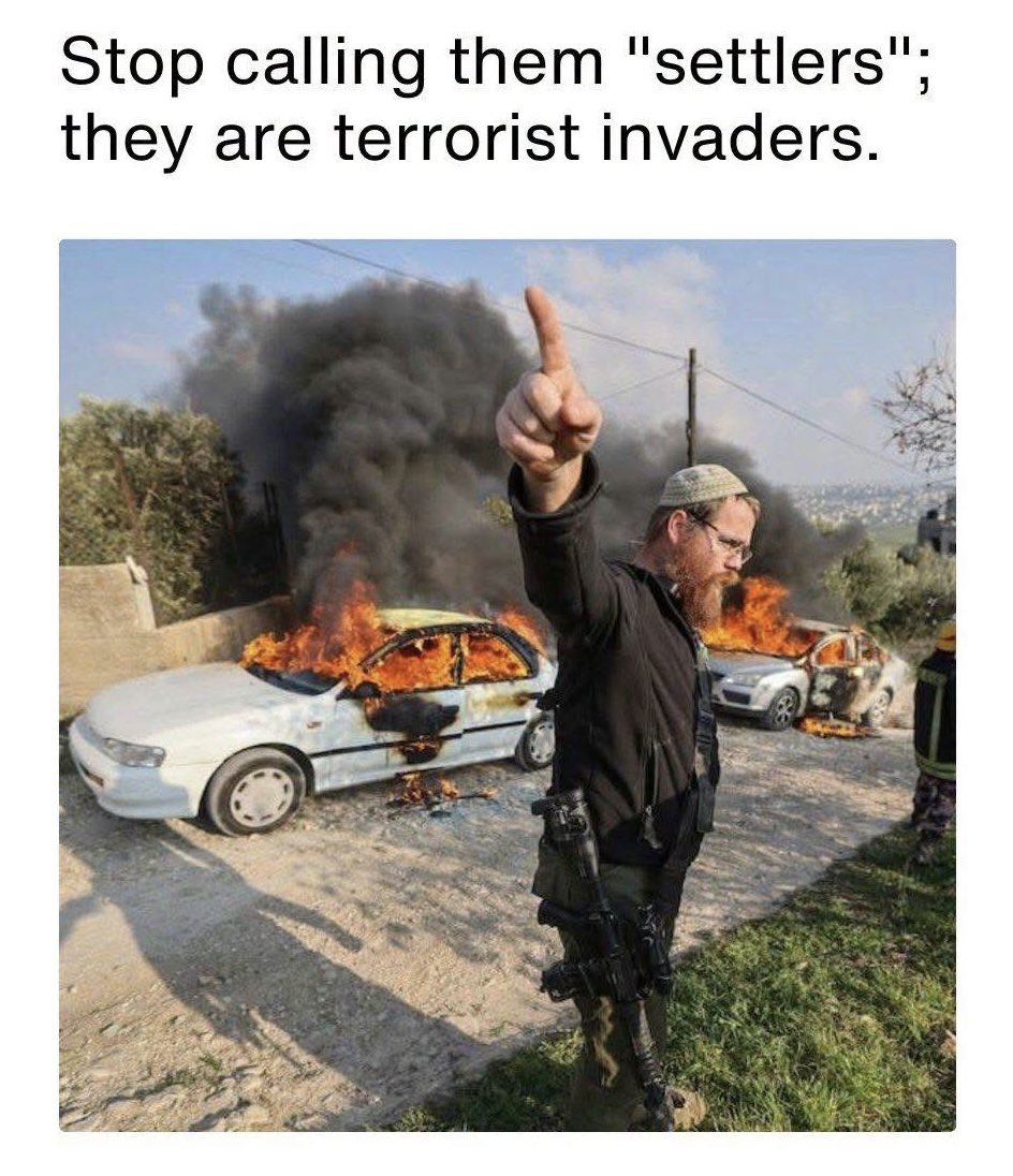 RnoHach's tweet photo. @MelanieLatest It is so unfair to call them settlers. They’re straight up terrorists. https://t.co/EjtxMoZWgf