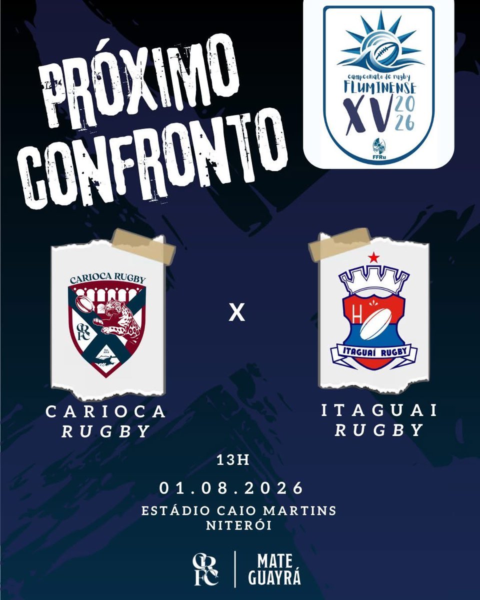 CariocaRugby's tweet photo. FLUMINENSE 2026 ☀ | Carioca e Itaguaí disputam o 3º lugar do campeonato fluminense!

No próximo sábado temos rugby XV! Em Niterói, o Carioca estará no grande dia de rugby que contará com a disputa do terceiro lugar do campeonato estadual de XV de 2026

PRA CIMA DELES🏉🐆

#rugby https://t.co/M9yuQu42DV