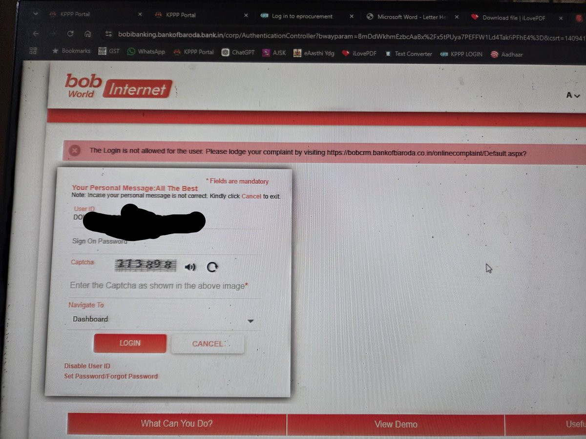 TCS_GSTN's tweet photo. I'm not able to login @bankofbaroda @BankofBarodaCEO @BOBOU_AIBOA https://t.co/gqJRNYiuwJ