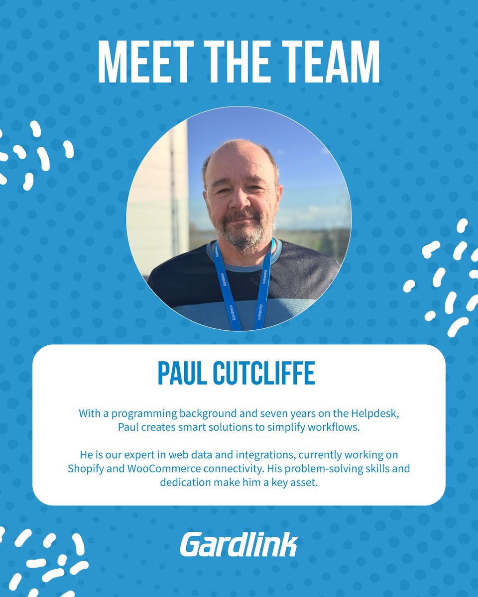 Gardlink_Help's tweet photo. We'd love for you to meet the people behind Gardlink! 💙

Next up is Paul 👋

With a background in programming and years of Helpdesk experience, Paul is always focused on solving problems and making life easier for our customers. 💡

#MeetTheTeam #TeamTuesday #Gardlink https://t.co/NBBtqzC08i