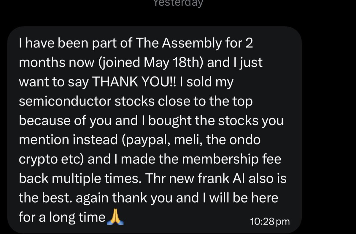 NoLimitGains's tweet photo. Wow. When I first launched The Assembly, I did not expect feedback like this.

3,600+ members and counting. We are just getting started.

Get access: https://t.co/ndsxdxmaHv https://t.co/OKZV6S3emP