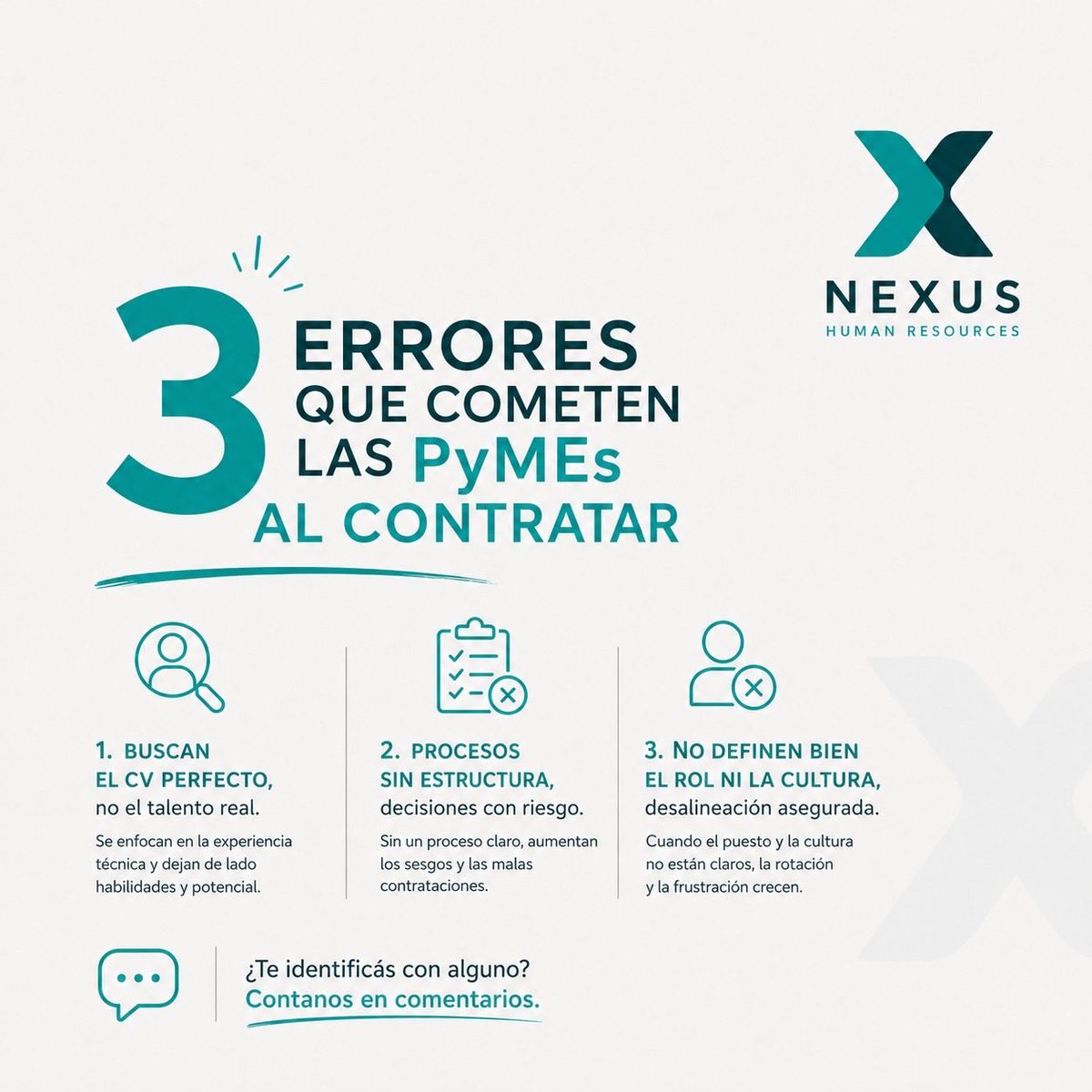 CatalinaSFB's tweet photo. Si hablamos de RRHH 

Una buena contratación no depende de la suerte, sino de un proceso.

Estos son tres errores que vemos con frecuencia en las PyMEs.

¿Agregarías alguno más?

#recursoshumanos #empresas #PyMEs https://t.co/aVRH5QInnO