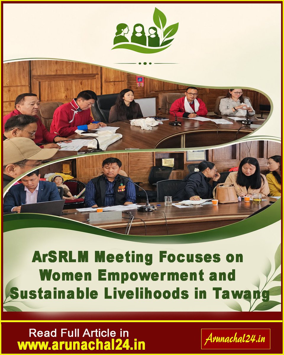 Arunachal24in's tweet photo. Tawang reviews ArSRLM progress with focus on women empowerment, SHGs, sustainable livelihoods and transparent implementation of Atma Nirbhar schemes.

STORY LINK- https://t.co/rzdCObBv5Y

#ArunachalPradesh #Tawang #ArSRLM #SHGs #RuralDevelopment https://t.co/hGsooxvZKN