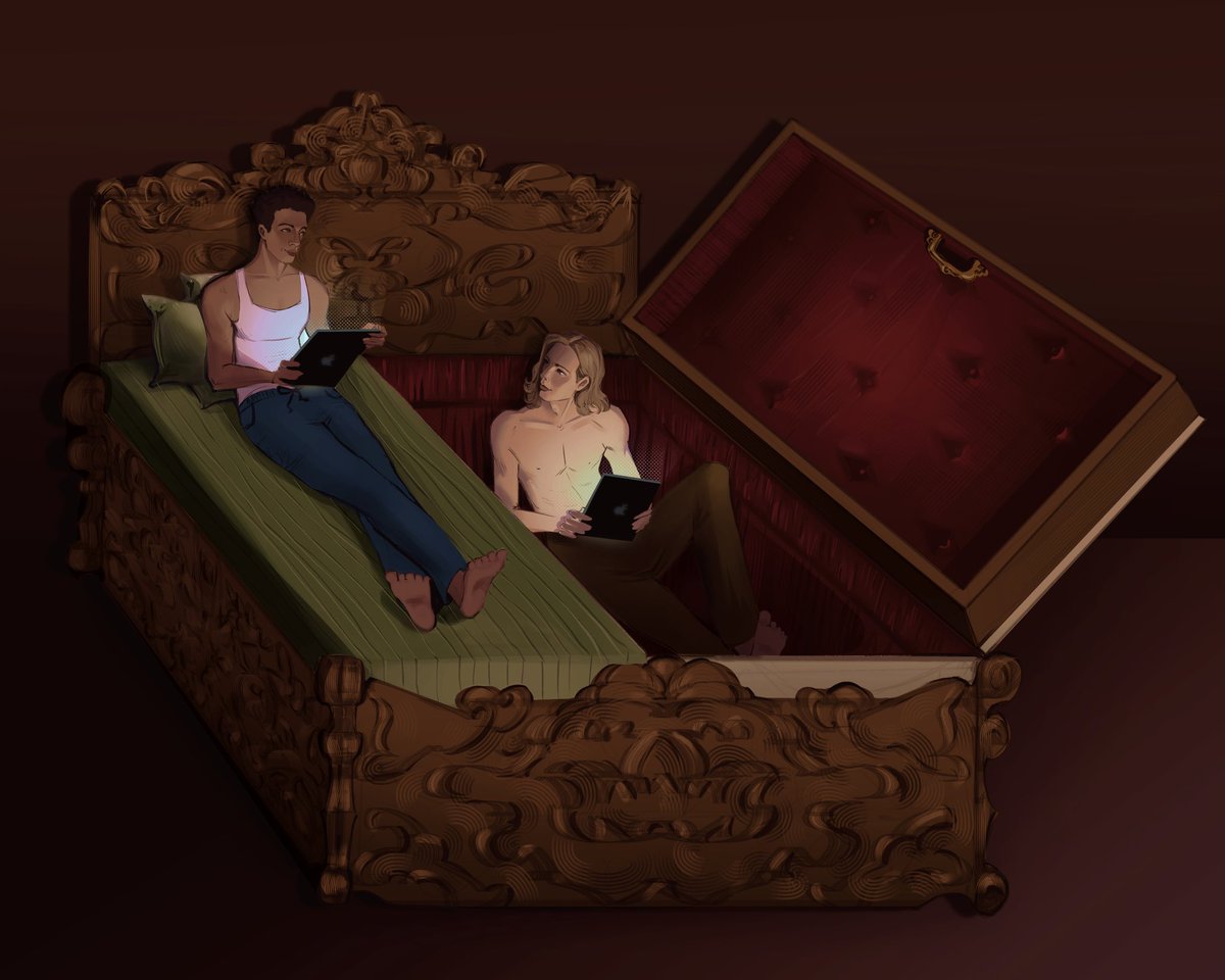 Nyxemisa's tweet photo. Ipad time with hubby. Wanted to give Loustat a bed/coffin they can both enjoy together. https://t.co/9tp6P5exkz
