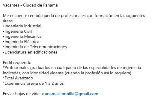 DrAlexisTejedor's tweet photo. Atención colegas de la ingeniería: vacantes para la Ciudad de Panamá. https://t.co/jHns2aCGTR