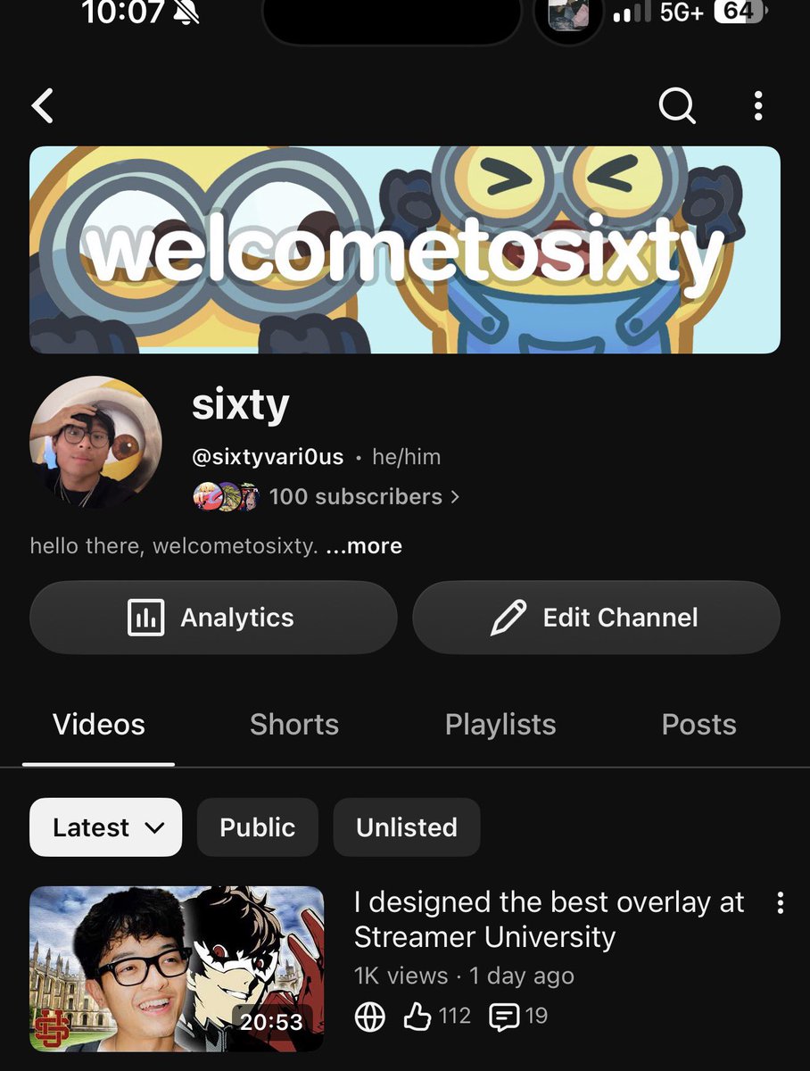 sixtyvari0us's tweet photo. learned premiere pro and thumbnail creation on stream and put out my first real video

thank u for the support🫶 https://t.co/RlZ2x1p9hx