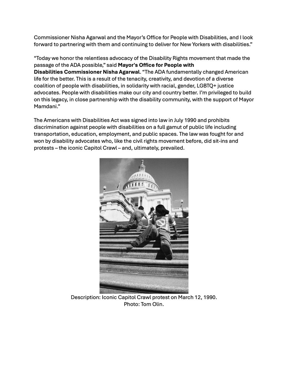 NYCDisabilities's tweet photo. ICYMI: MOPD’s Press Release about Disability Pride/ADA Anniversary
Release: https://t.co/fQMmvKYLeB
@NYCMayor
NYC First Deputy Mayor
NYC Deputy Mayor for Health &amp; Human Services
NYS Chief Disability Officer
@nyctaxi 
@NYC_DOT 
Elizabeth Adams
@NYCSchools 
@MTA 

1/2 https://t.co/k29jNcAKWF