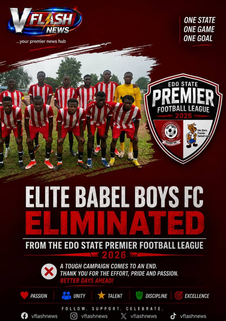 vflashnews's tweet photo. Congratulations to Royal force fc and End of the road to the Elite Babel boys fc⚡️
#edopremierfootballleague2026 https://t.co/1wDFBdJTax