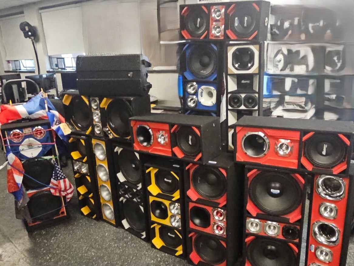 NYPD44Pct's tweet photo. NYPD officers confiscated numerous sound systems that were being operated in violation of city regulations. Excessive noise and unauthorized equipment can create safety hazards and impact the quality of life for residents &amp; visitors. https://t.co/85yOxAmmZh