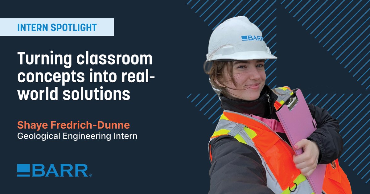 BarrEngineering's tweet photo. What happens when a love of rocks, water, and the outdoors turns into a career?
Geological engineering intern Shaye Fredrich-Dunne shares how hands-on experience and supportive mentors are helping her build confidence and prepare for life after graduation: https://t.co/sxa0POb3GD https://t.co/AkiHDNoTib