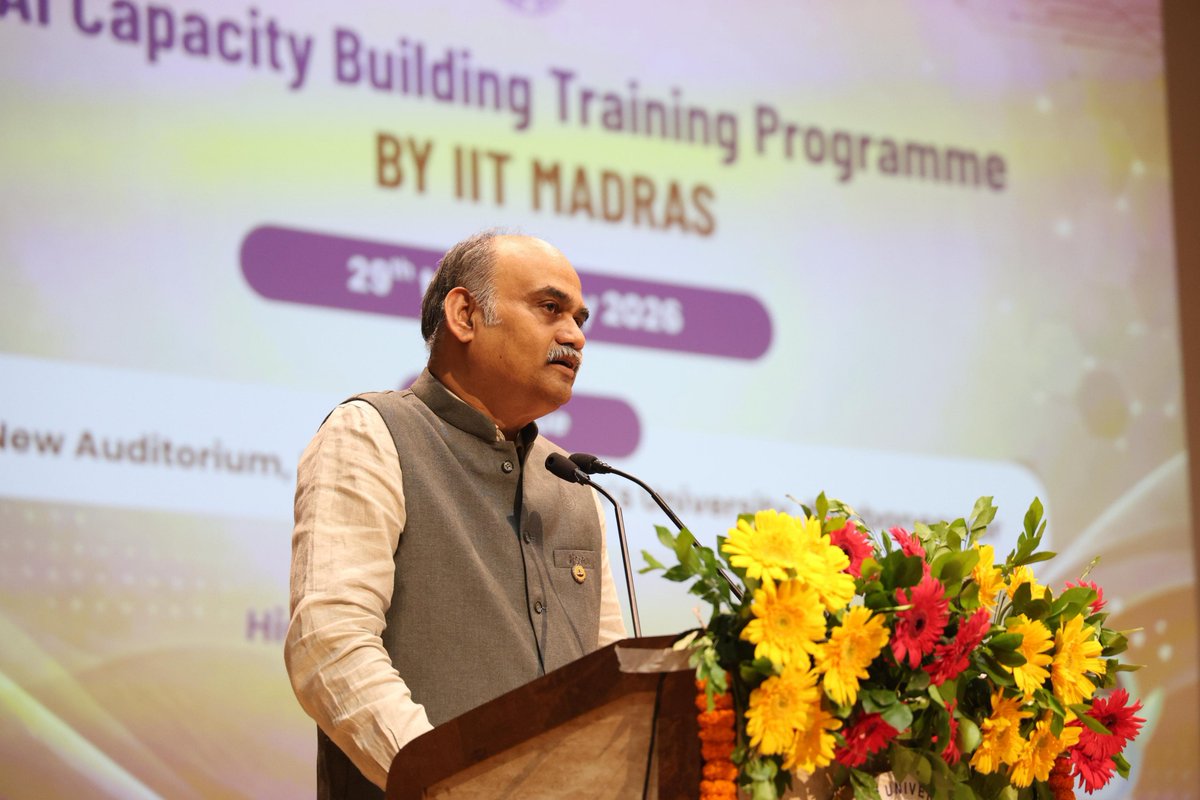 DHE_Odisha's tweet photo. Strengthening AI-driven governance in higher education.

The AI Capacity Building Training Programme commenced today at Rama Devi Women's University, Bhubaneswar, with the participation of senior officials, academic leaders, and AI experts. The inaugural session was graced by Shri Aravind Agrawal, Commissioner-cum-Secretary, Shri Kaliprasanna Mohapatra, Director, and Dr. Dharanidhar Nanda, Additional Secretary, Higher Education Department, Government of Odisha, along with Dr. S. Neethi, Professor of Practice, Department of Data Science & AI, IIT Madras, and Prof. Jyotna K. B. Rout, Vice-Chancellor, Rama Devi Women's University.

The three-day programme aims to build AI capacity among higher education officials, enabling the responsible and effective adoption of Artificial Intelligence to enhance governance, planning, academic quality, and institutional excellence across Odisha's higher education ecosystem.

#HigherEducation #Odisha #AI #ArtificialIntelligence #CapacityBuilding