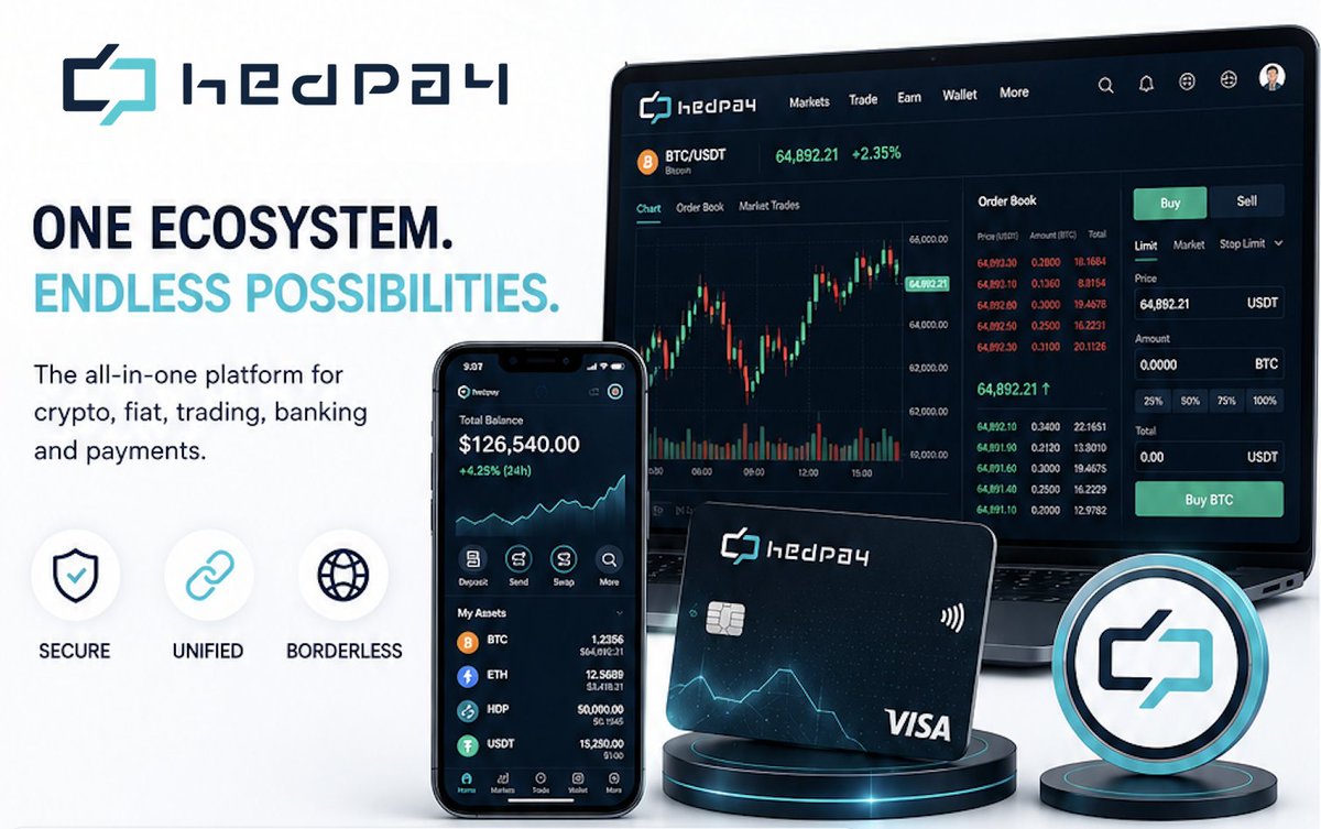 MyHEdpAY's tweet photo. ONE ECOSYSTEM. ENDLESS POSSIBILITIES.

Bank. Trade. Invest. Pay. Earn.

Everything you need.
One secure #platform.
#Hedpay #Crypto #Fintech #DeFi #Banking https://t.co/7rduZEMLA6