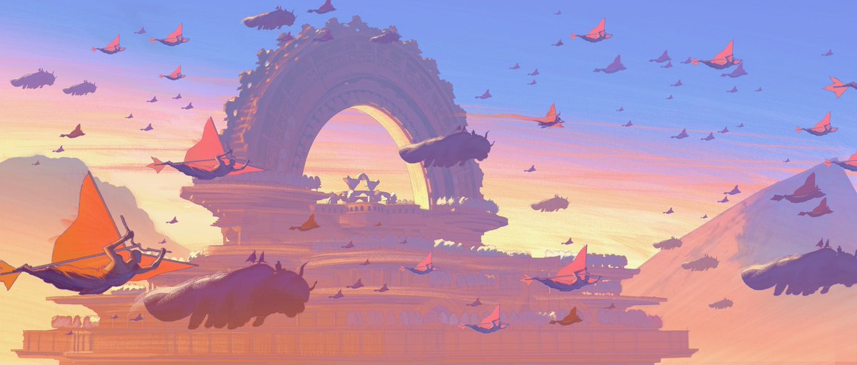 Chuwenjie's tweet photo. The Golden Age of Airbenders. I painted these images for the flashback scene in Avatar Aang, showing Sonam and Tagah in their heyday. https://t.co/yqaT0WzgnO