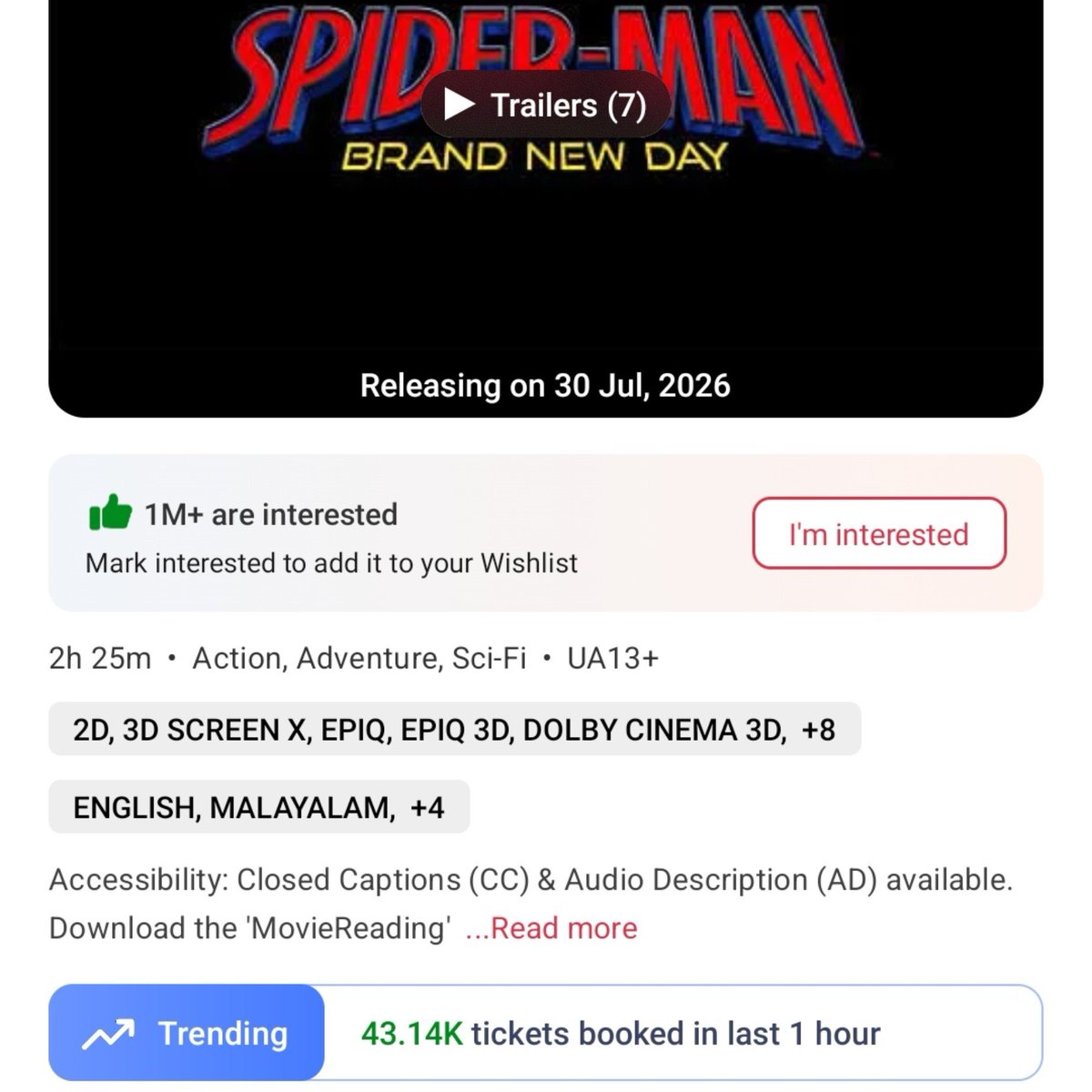 filmy_view's tweet photo. #SpidermanBrandNewDay 💪🏻🔥🔥
8-9pm 💥 M-A-S-S  R-A-M-P-A-G-E 

Tickets sold on BMS- 43140 
Total from 6am- 3,40,740 https://t.co/PjFkxA5v6d