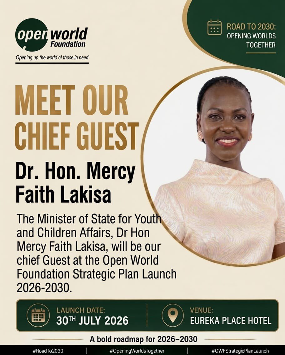 OpenWorldF's tweet photo. The Minister of State for Youth and Children Affairs, Dr Hon. Mercy Faith Lakisa will be the chief Guest. 

#RoadTo2030 #OpeningWorldsTogether #OWFStrategicPlanLaunch https://t.co/YVjskb3mlA